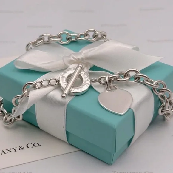 Tiffany & Co. Heart Tag Toggle Necklace Sterling Silver 925 Gift Box & Pouch - Picture 8 of 12